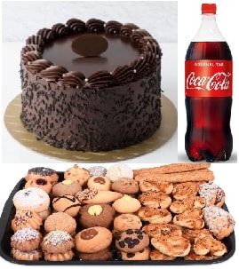 Ekonomik Kutlama Seti Çikolatalı Yaş Pasta Kuru Pasta ve Kola Siirt pasta